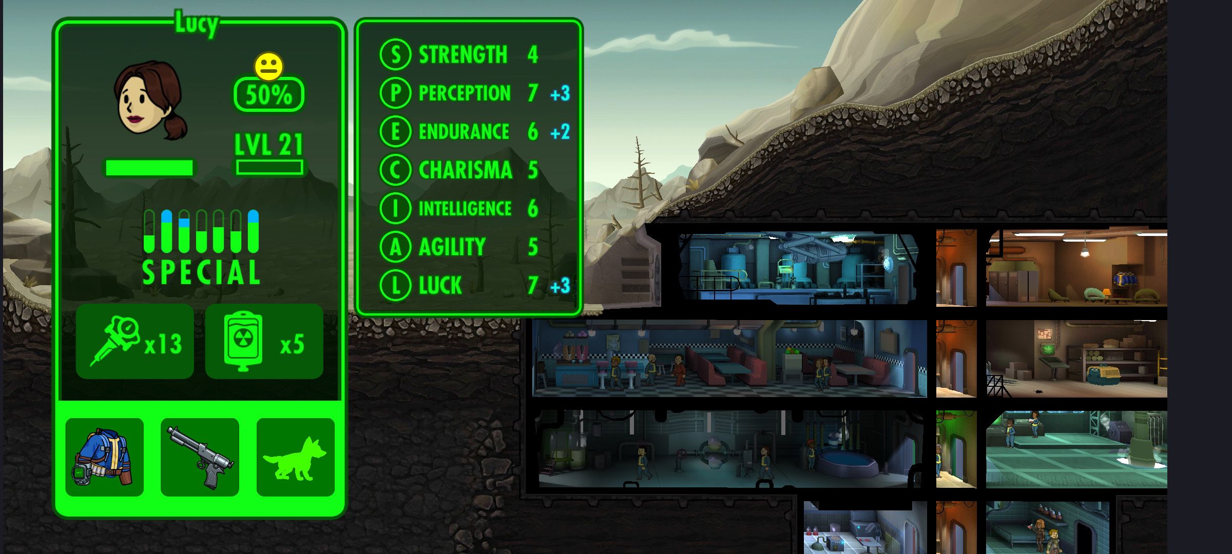 Fallout Shelter Lucy stats
