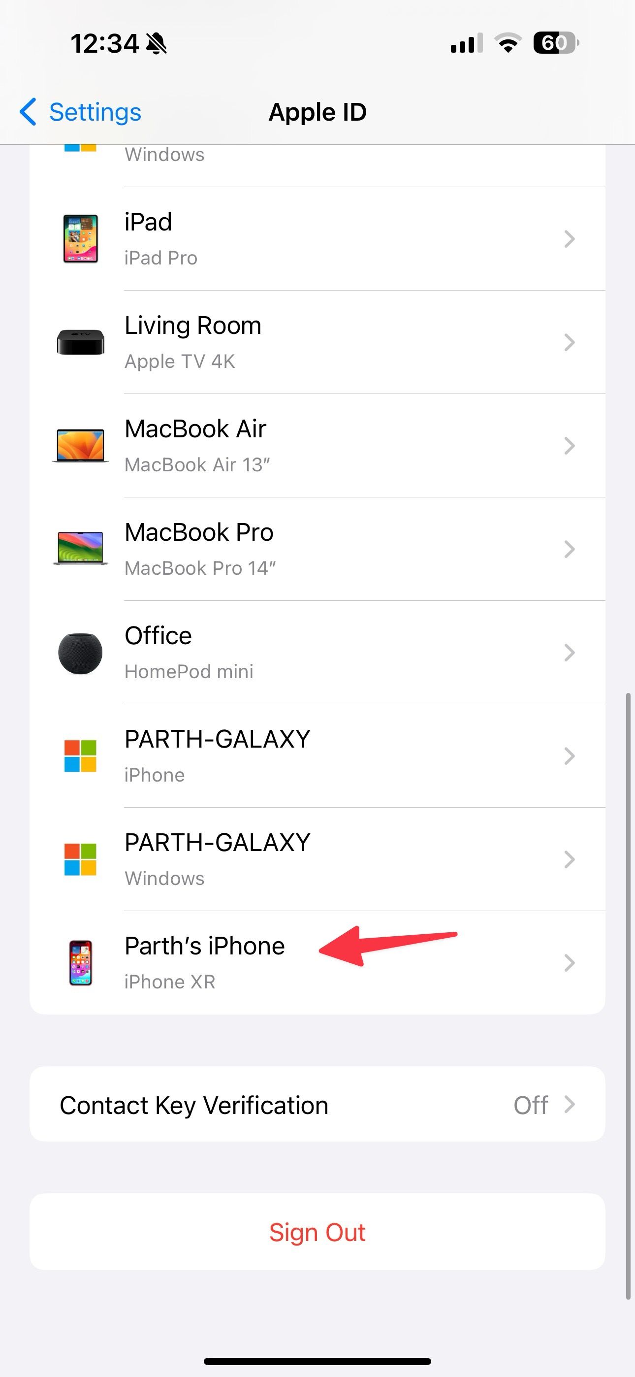 Select an iPhone model in iOS Settings