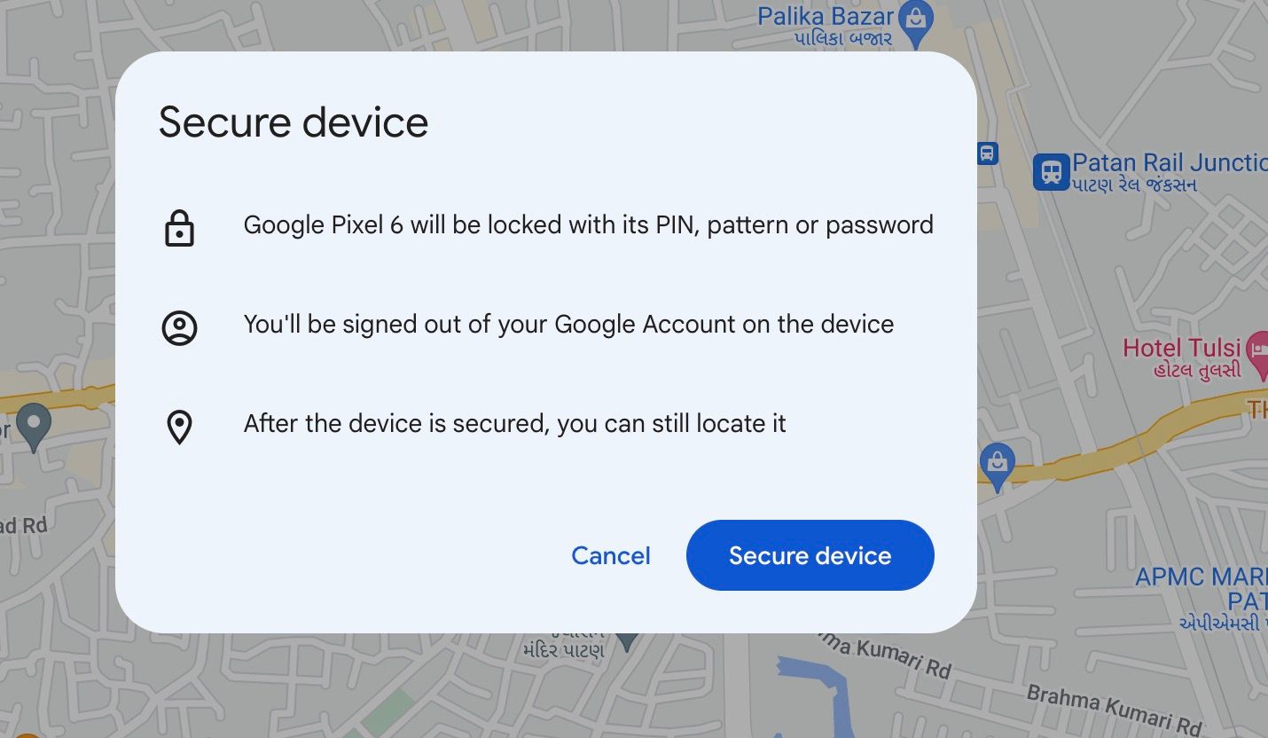 Secure a device using Google Find My Device