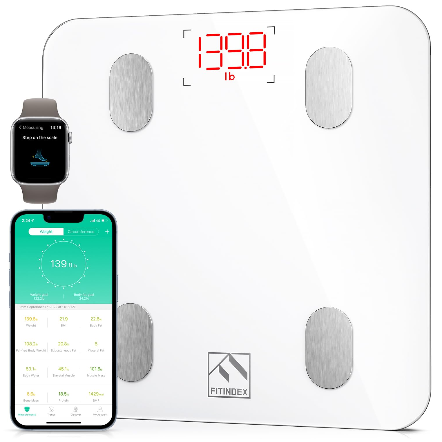 Fitindex smart scale, angled view