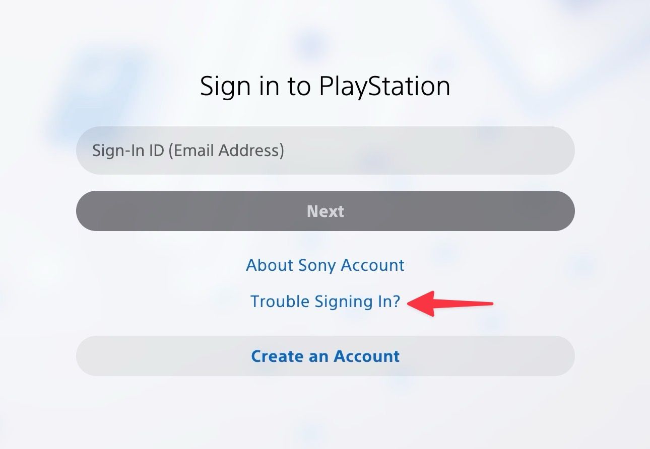 trouble signing in to PS5 account