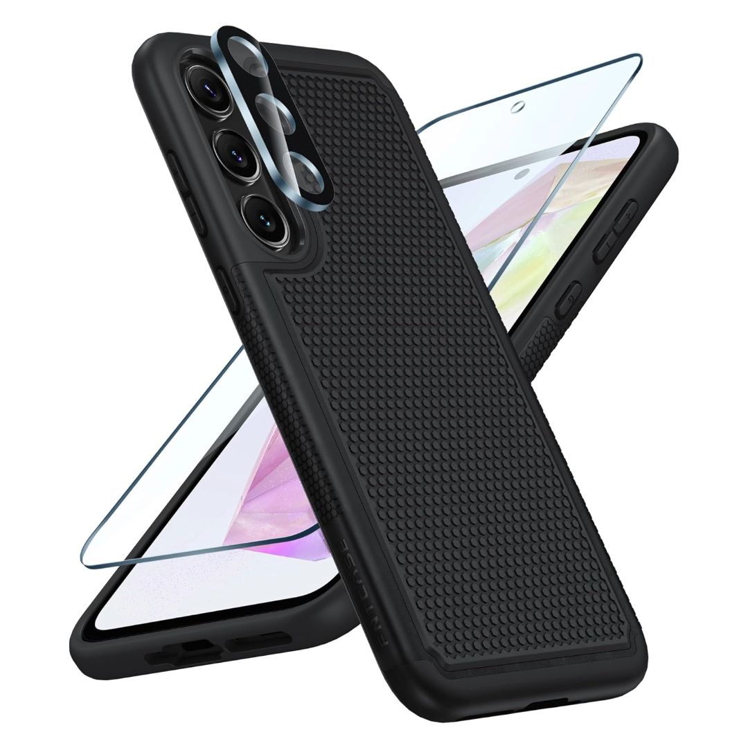 FNTCase Dual Layer Case for Galaxy A35, overlayed front and back views