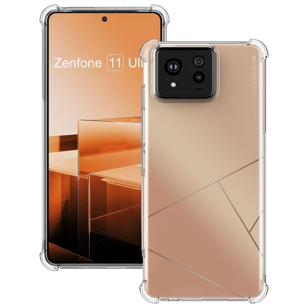 Showing the front and back of Asus Zenfone 11 Ultra with a case on