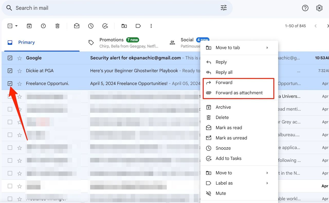 Gmail: How to transfer email messages from one account to another