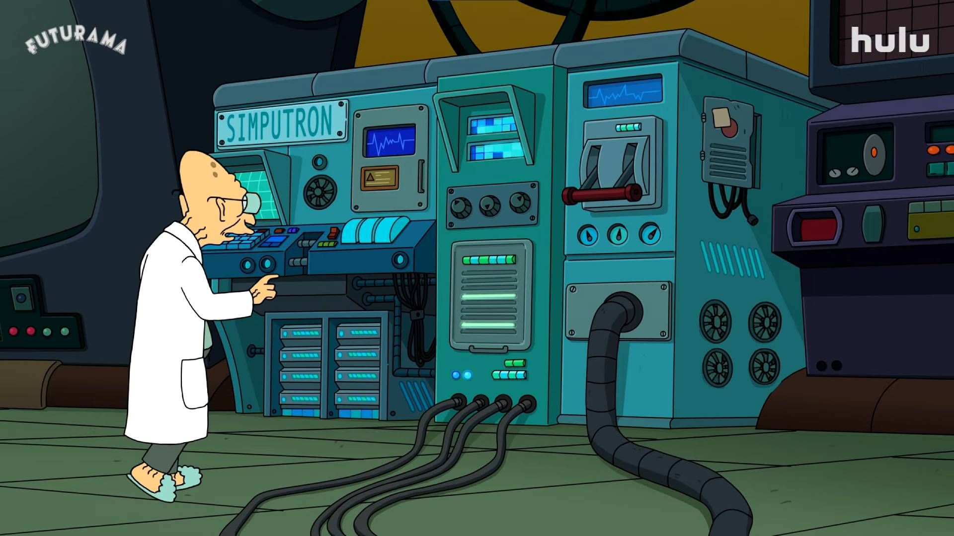 A screenshot of the Professor from TV cartoon Futurama