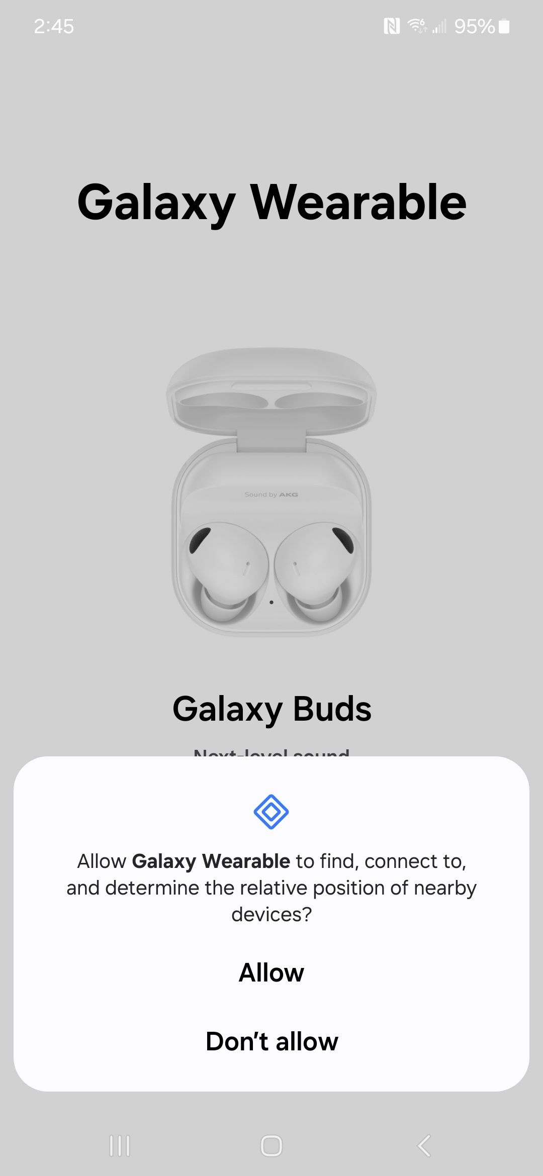 A screenshot of the Galaxy Wearable app showing the scan for devices function