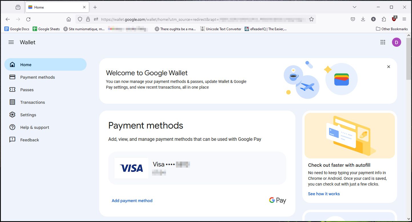 Google Wallet homepage