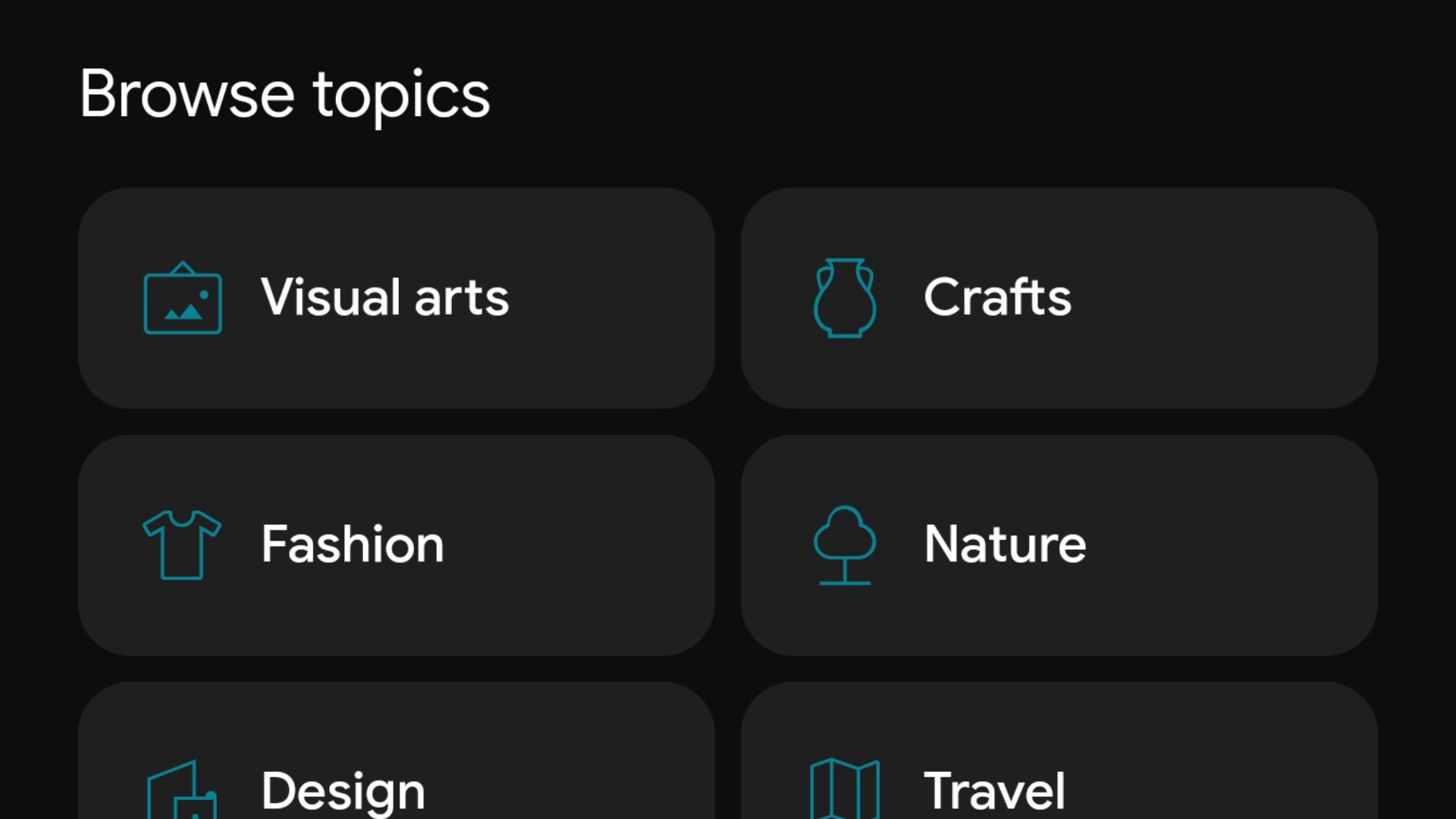 A portion of the Google Arts & Culture app's UI rendered in dark colors