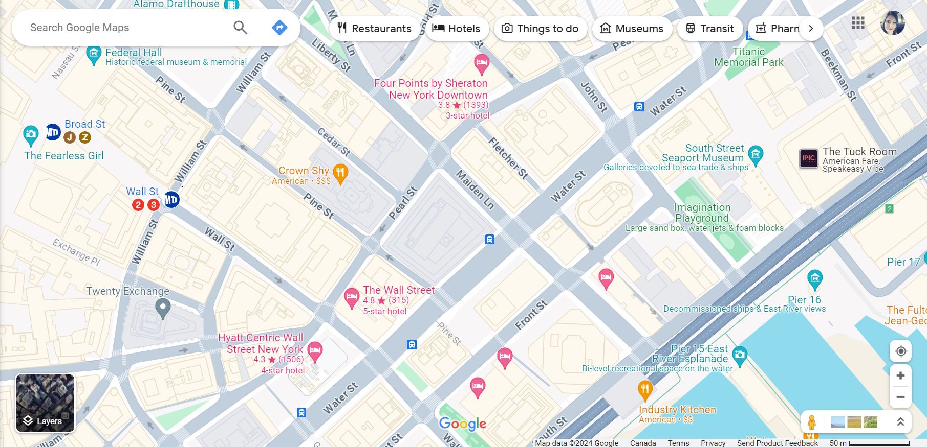 An unmarked location pin in Google Maps on the web