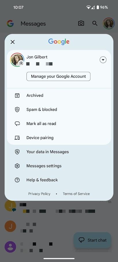 google messages app settings