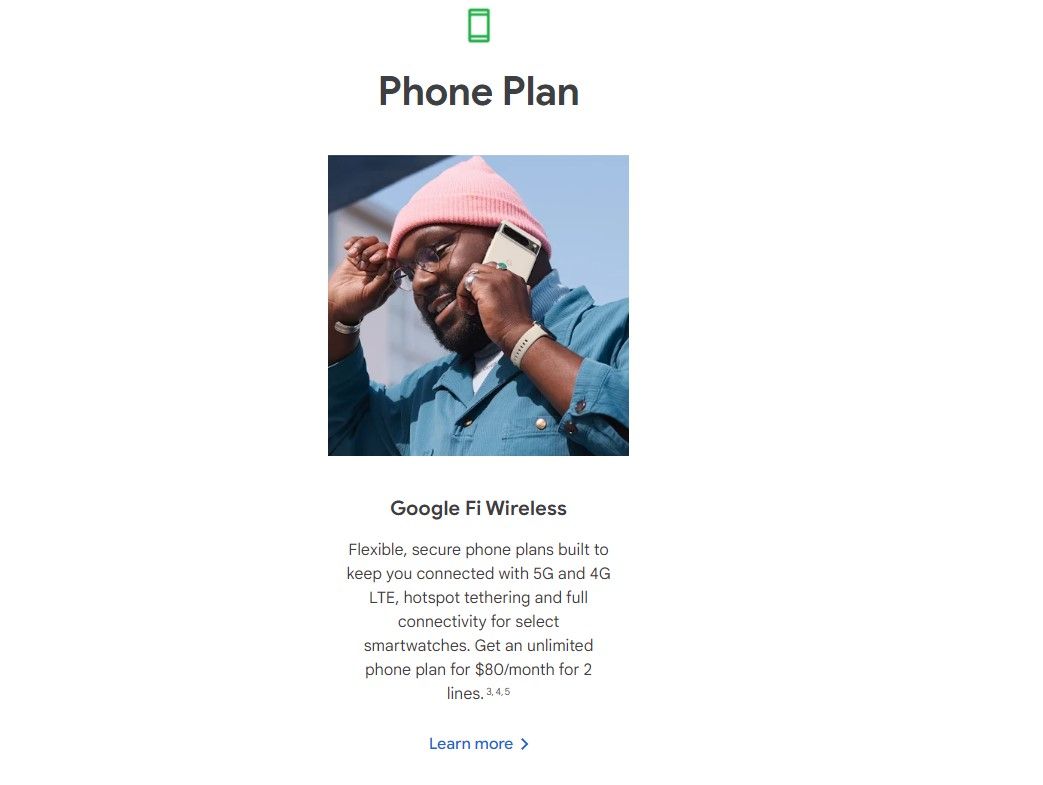 A screenshot of the Google subscription page shows a photo of a man holding a Pixel 8.