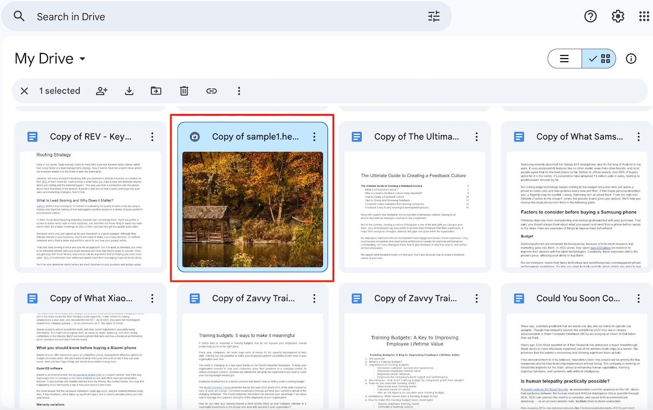 HEIC file on Google Drive web app