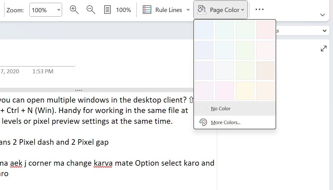 Change OneNote page color