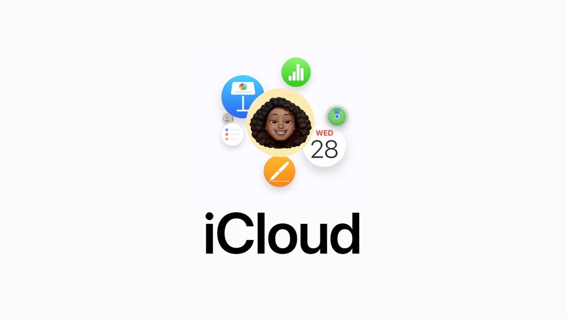 Icons of various Apple apps above the iCloud logo