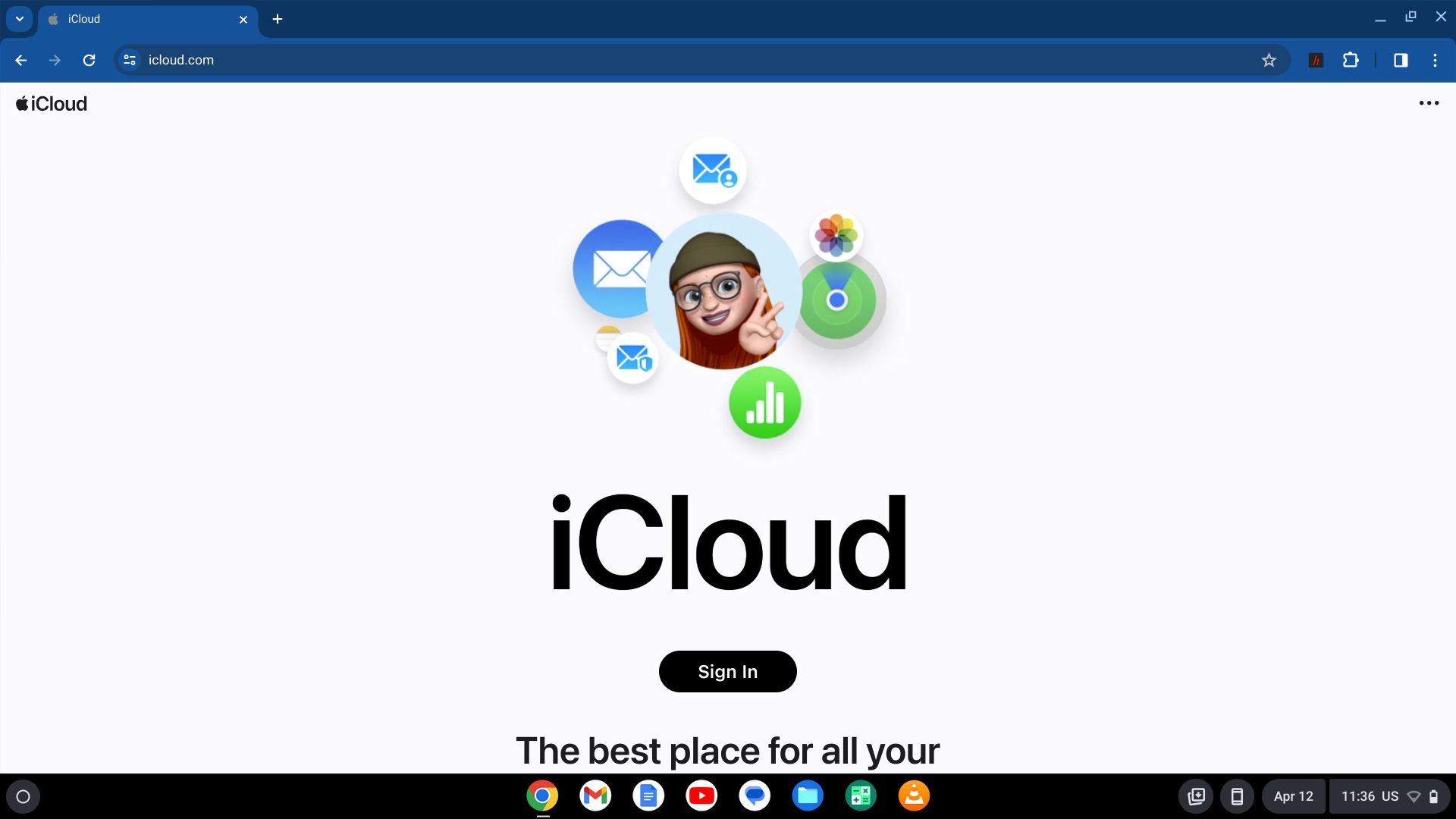 iCloud landing page