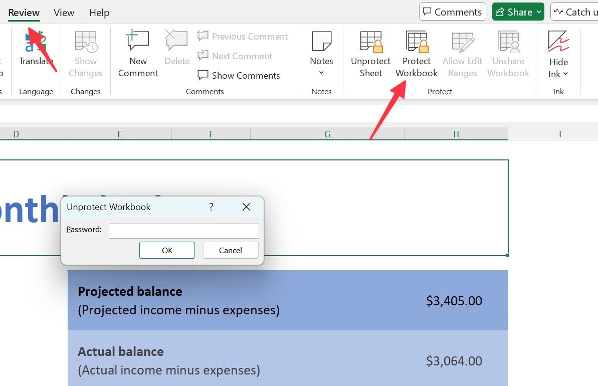 Unprotect workbook on Excel