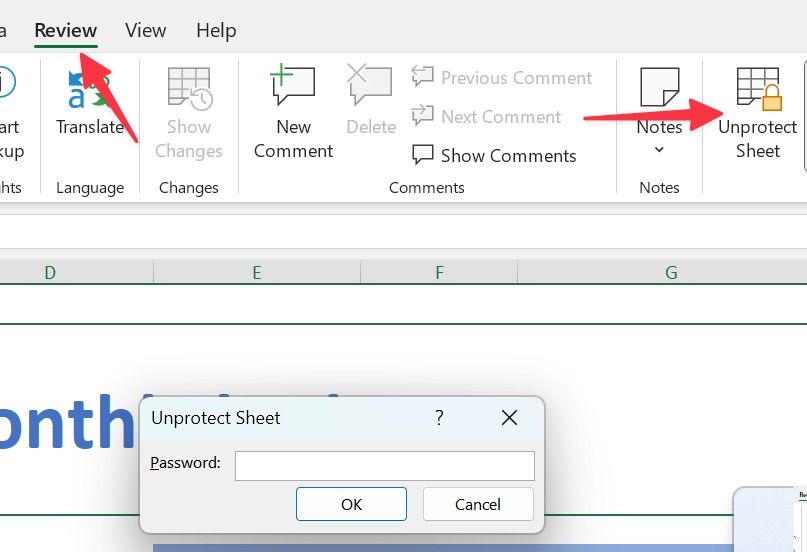 Unprotect sheet on Excel