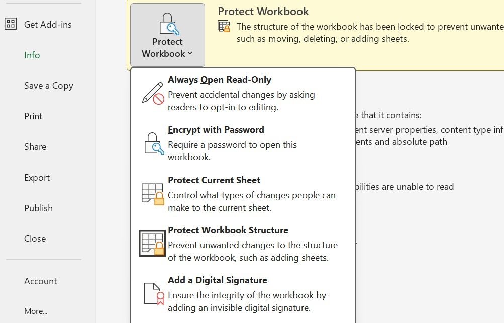 Protect current Excel sheet