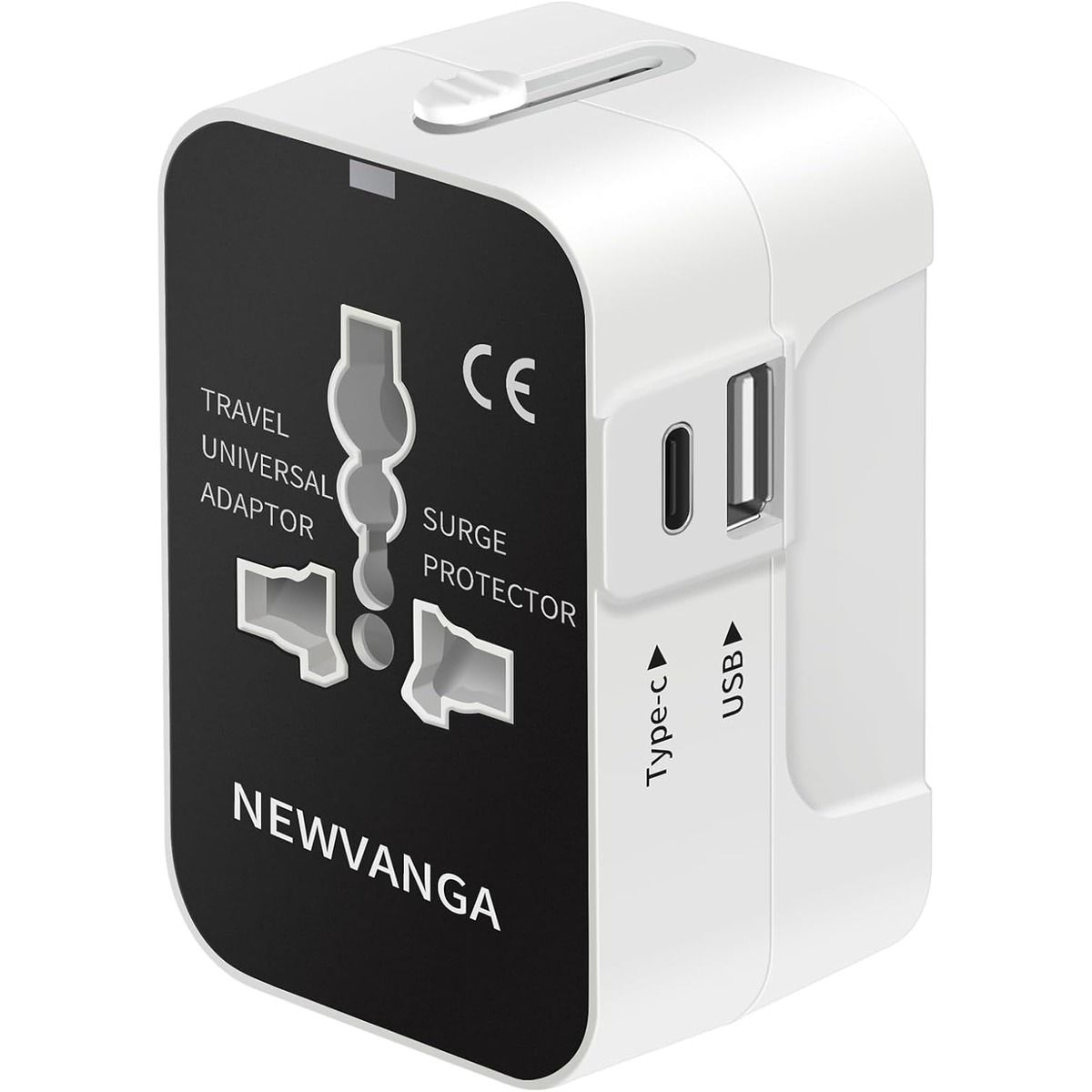 The Newvanga Universal Travel Adapter against a white background