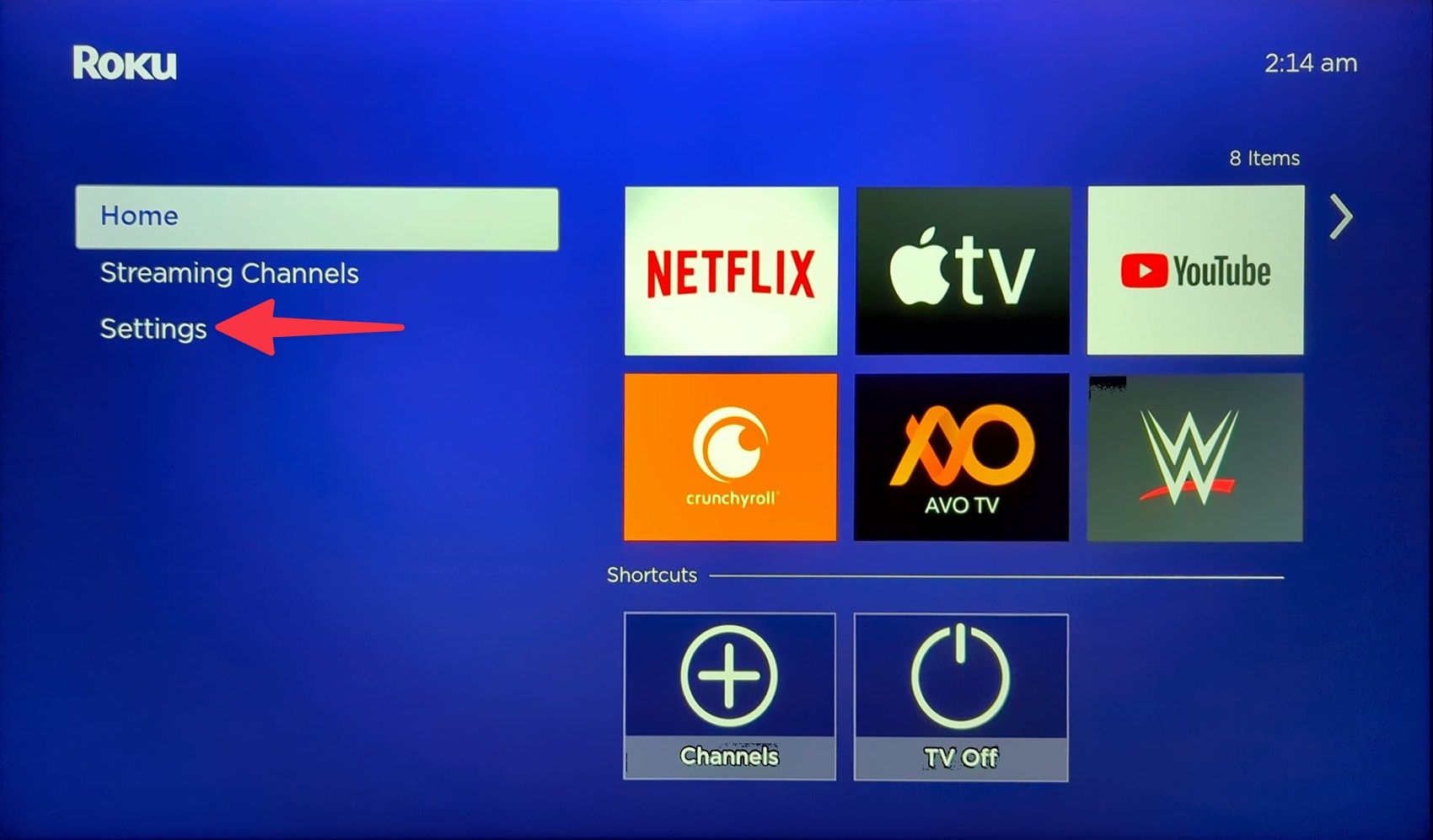 Open Roku Settings