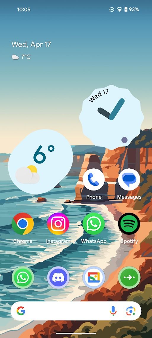 pixel 8 home screen with four suggested apps