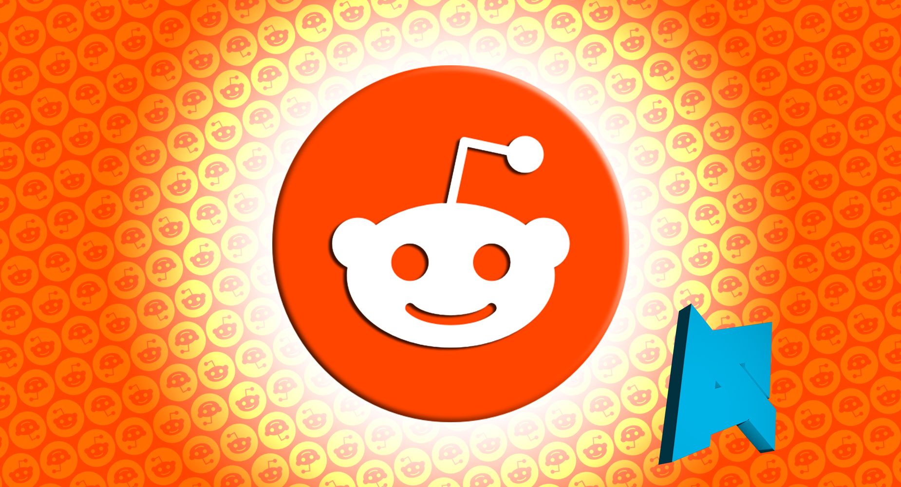 Reddit logo with AP logo over field of Reddit logos