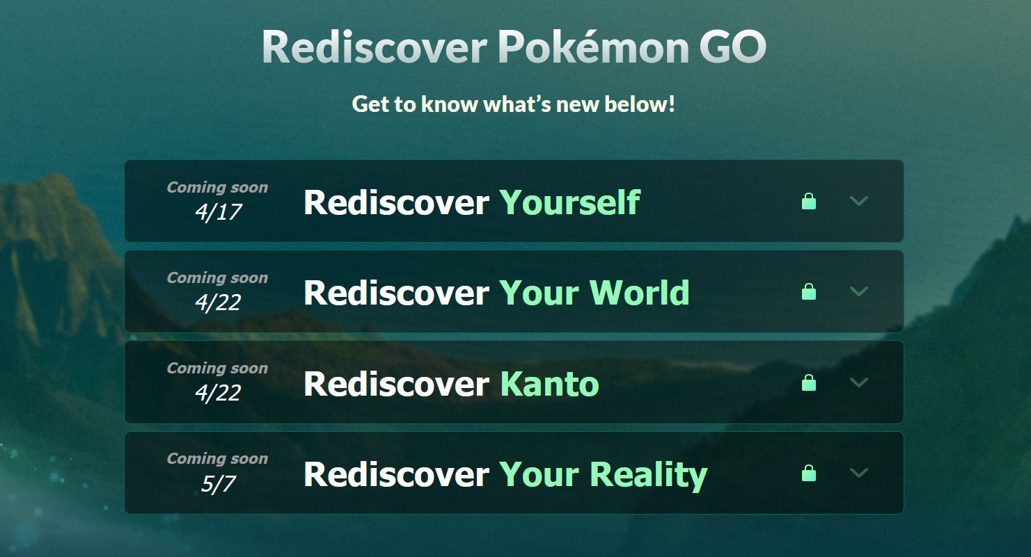 Rediscover Pokémon GO event dates