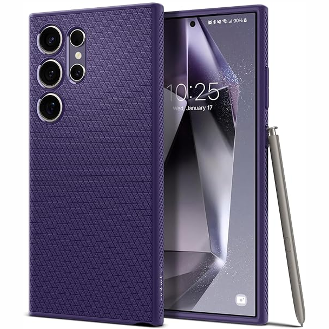 A photo of Spigen's Liquid Air case for the Galaxy S24 Ultra in purple