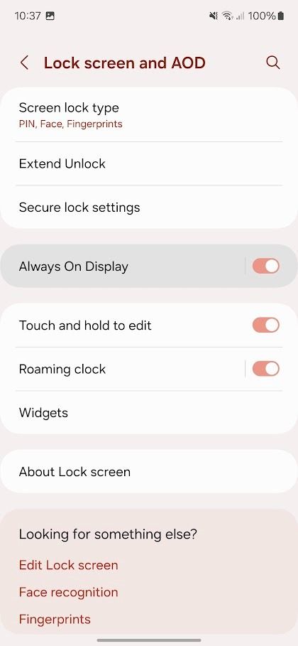 samsung galaxy lock screen and aod settings