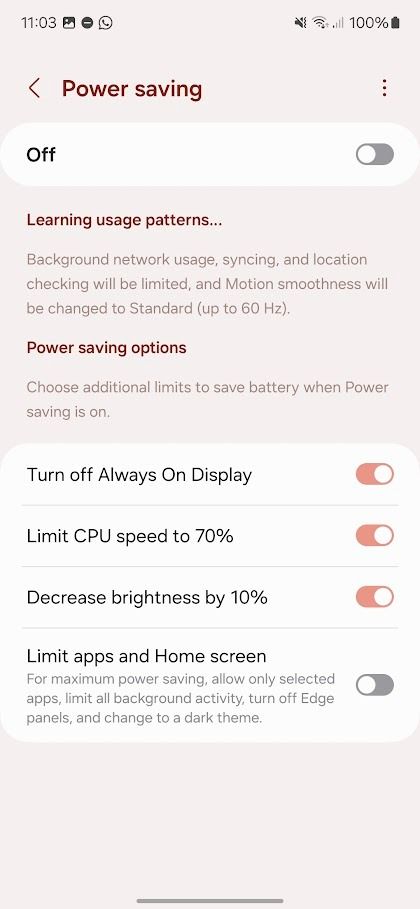 samsung galaxy power saving settings