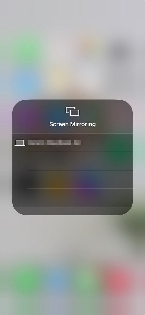 Screen mirroring feature on iPhone Control Center