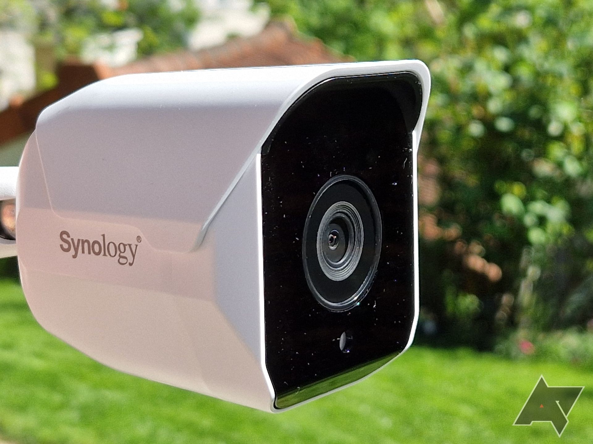 Synology BC500 camera with a garden in the background