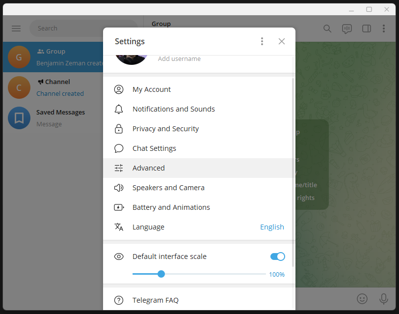 Telegram Advanced Settings