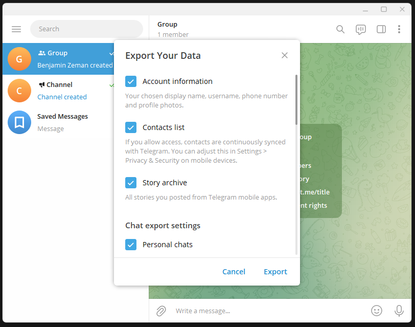 Telegram: How to export chats, groups, channels, and images