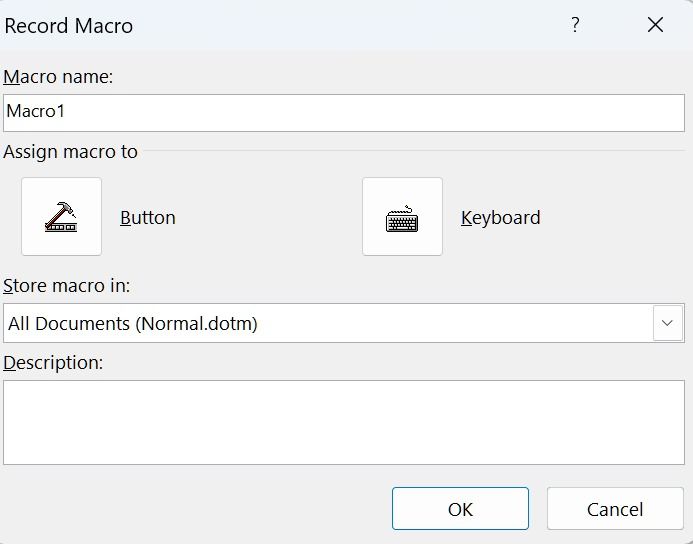 Macro settings in Word