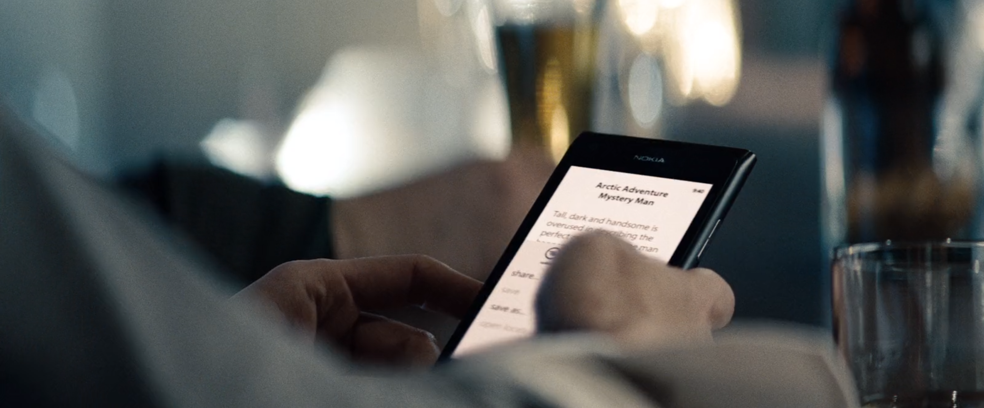 A Nokia Windows Phone being used in Man Of Steel