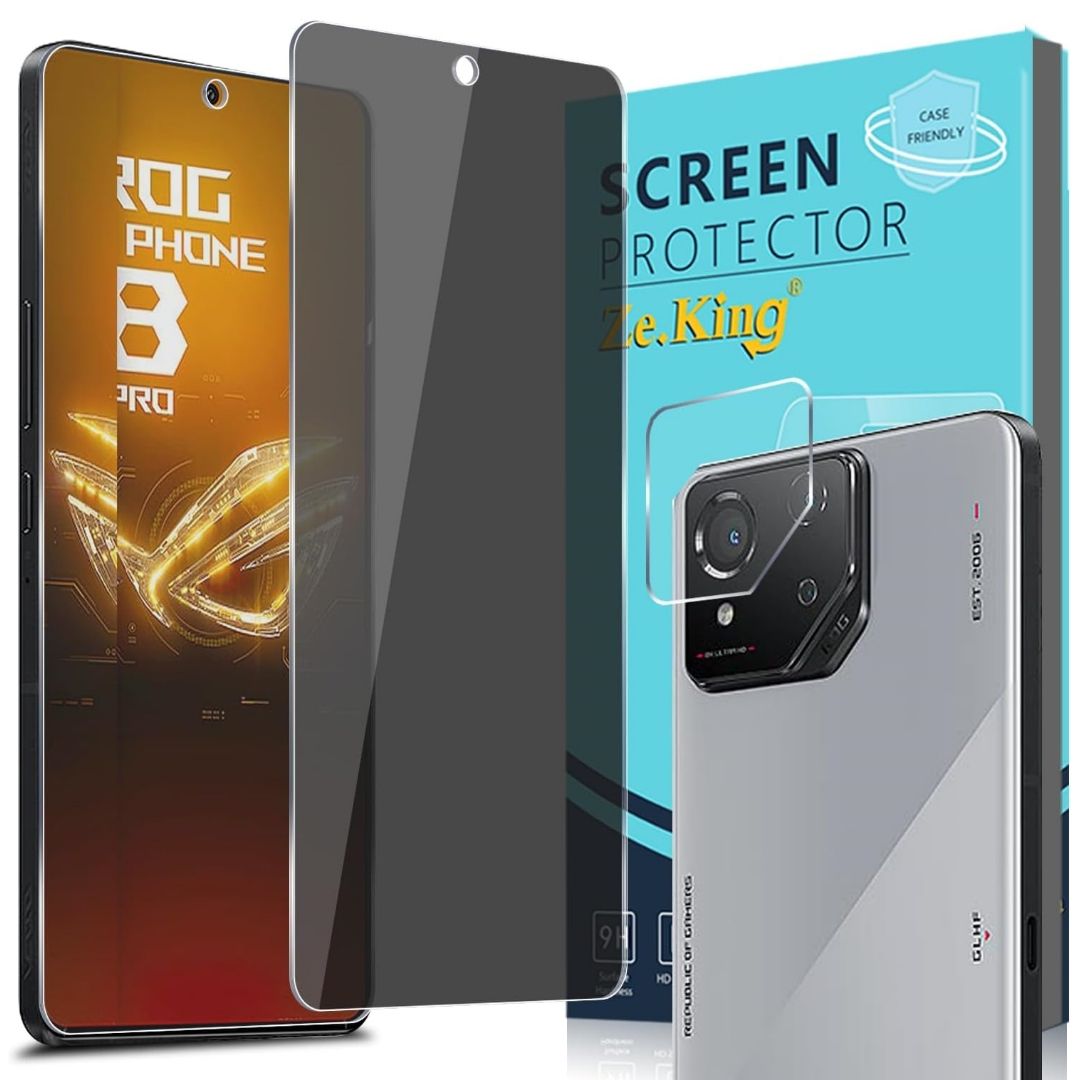 Zeking Privacy Screen Protector for ROG Phone 8 and packaging