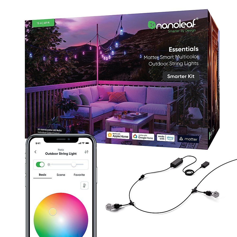 Nanoleaf Multicolor Outdoor String Lights on a white background