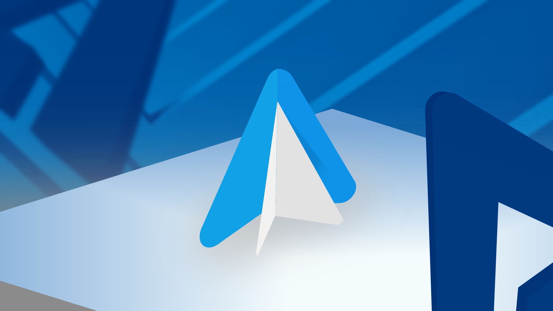 Android Auto logo on blue and white background