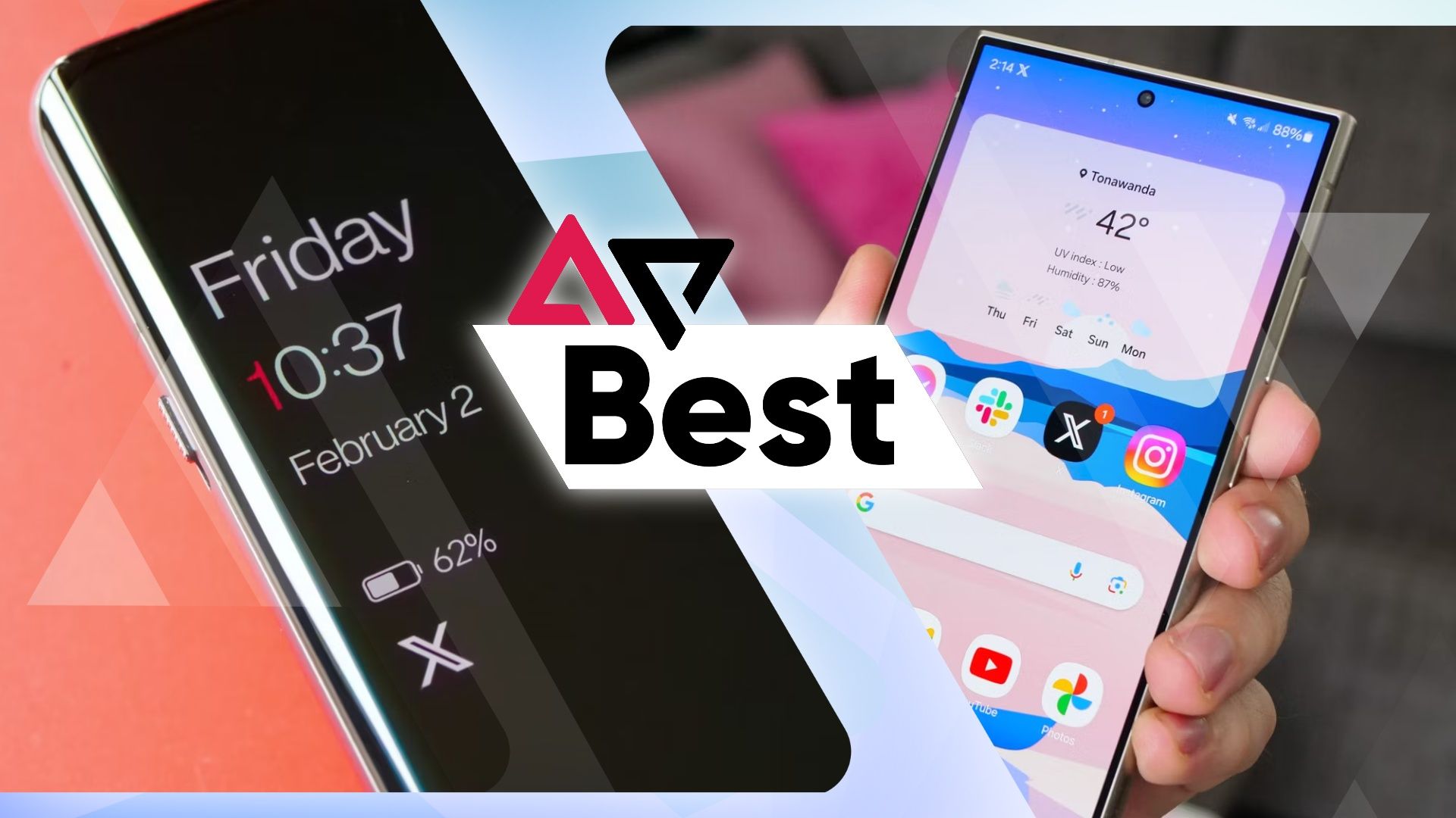 Photos of Samsung and OnePlus phones with an AP Best logo on top