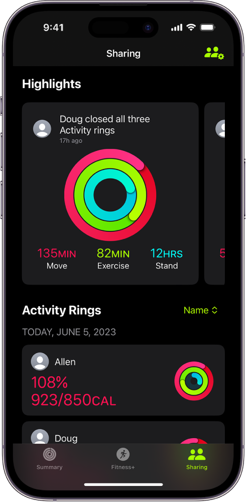 Image showing Apple Watch Fitness app competition highlights