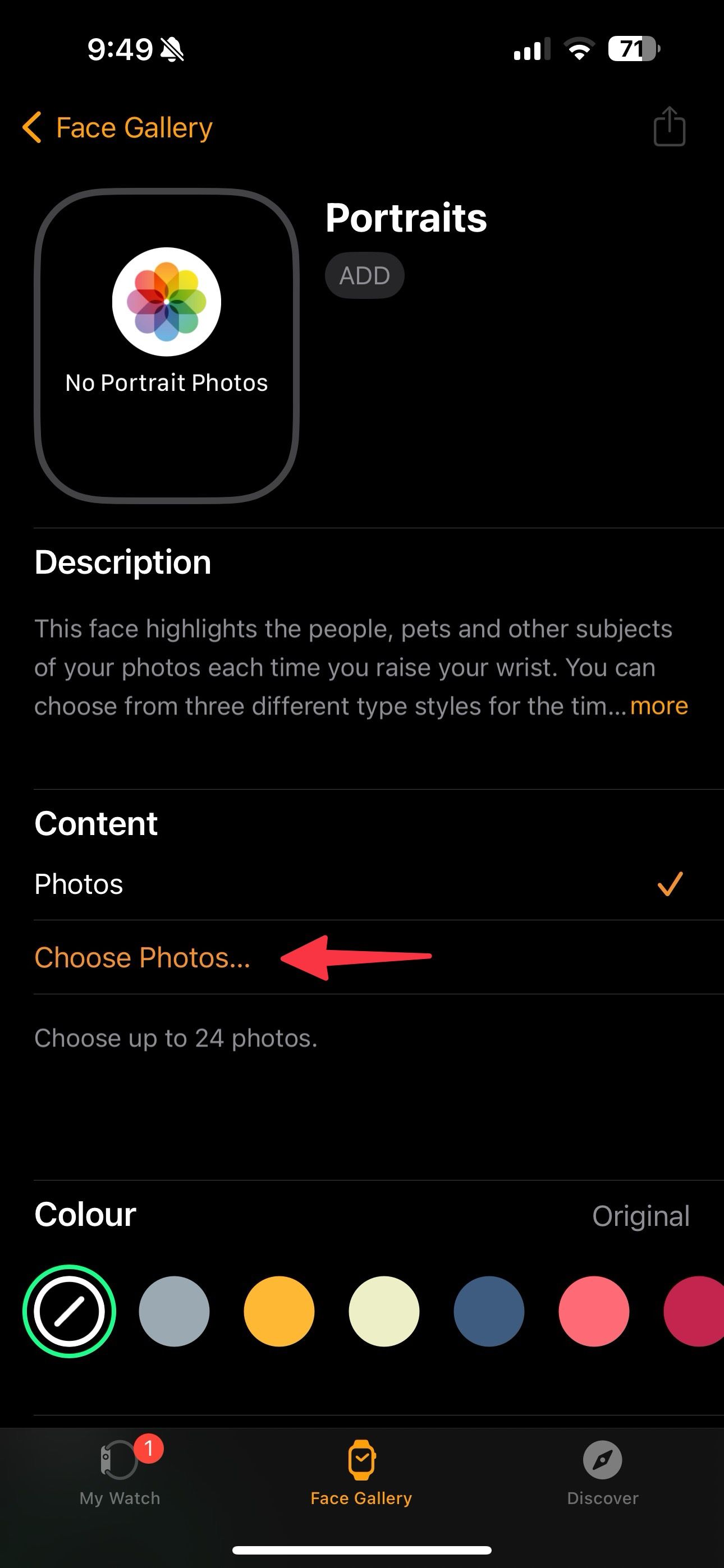Choose photos on Apple Watch