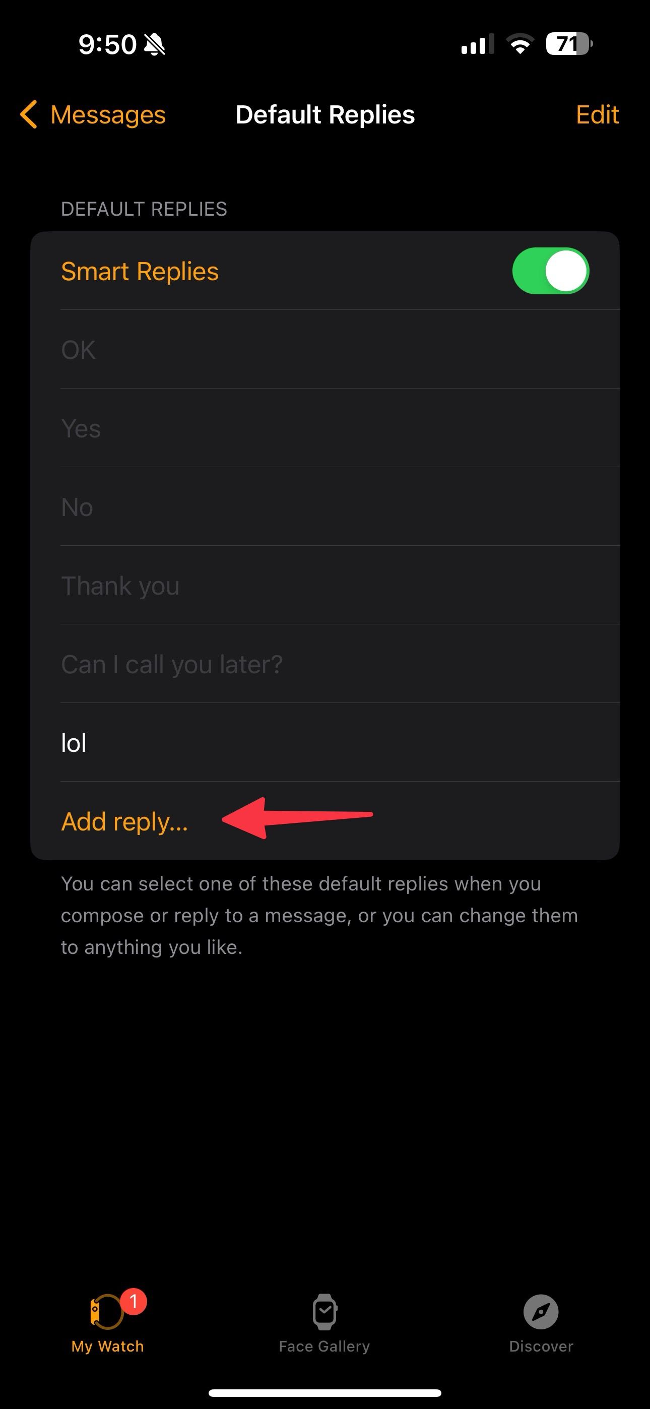 Add custom reply on Apple Watch