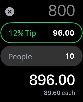 Calculate tip on Apple Watch