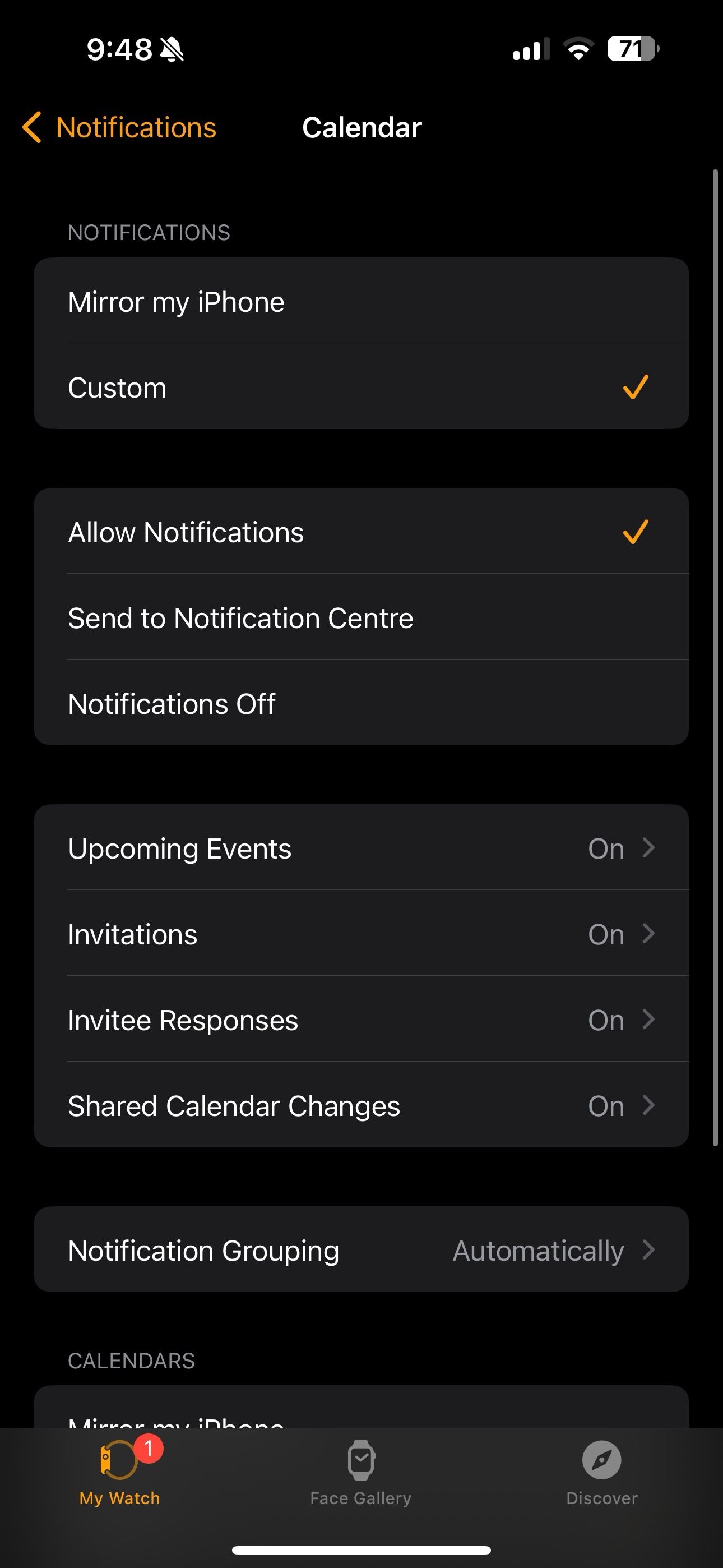 Custom notifications on Apple Watch