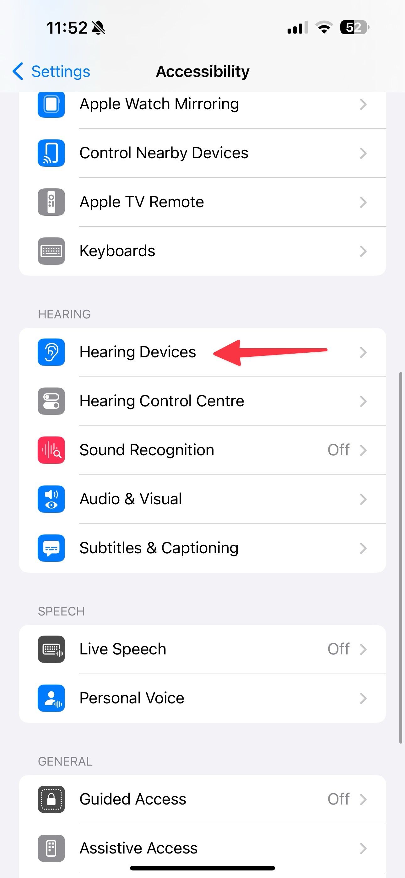 Hearing devices on iPhone