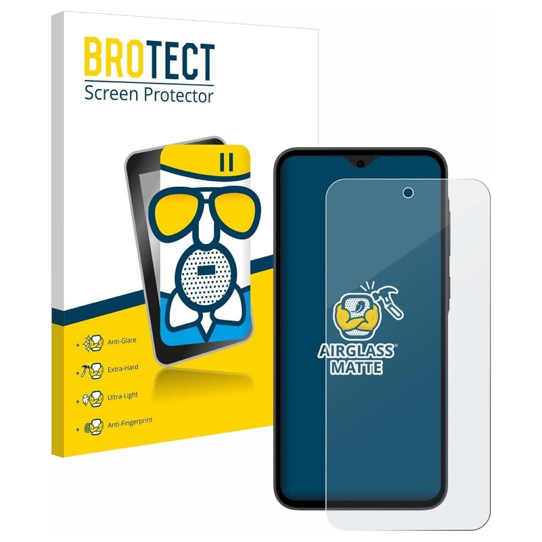 A render of the Brotect Anti-Glare screen protector for the Galaxy A35, and its box