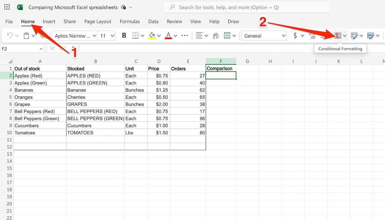 Conditional formatting icon in Microsoft Excel