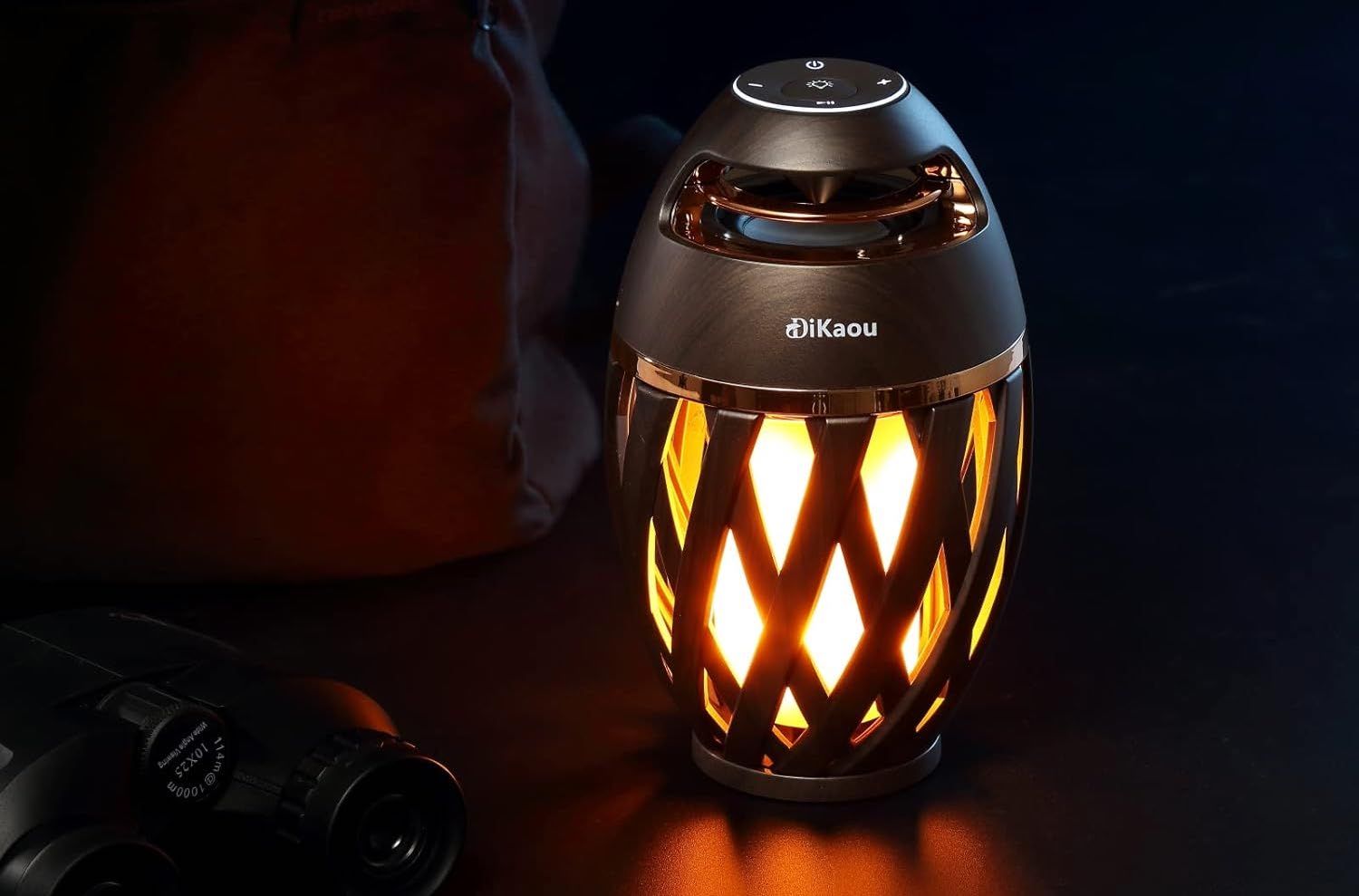 Torch light bluetooth speaker with a dark setting and background