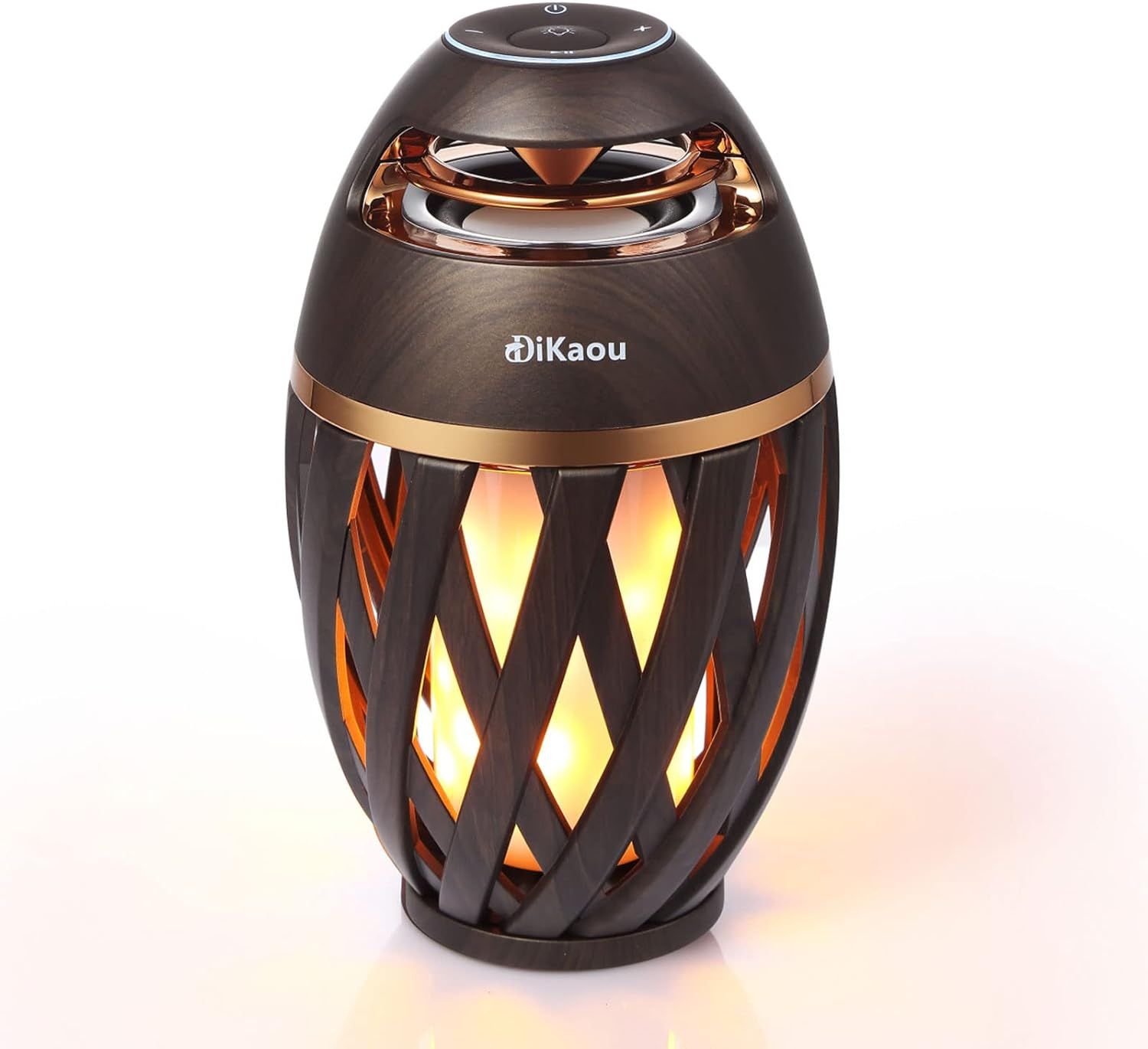 Torch-shaped outdoor bluetooth speaker with fake LED flame